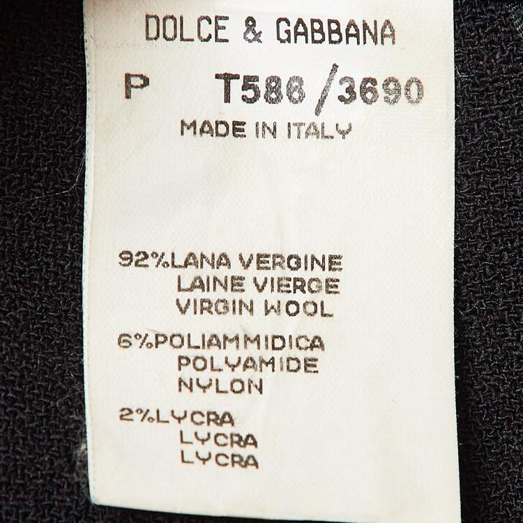 Pre Owned Dolce & Gabbana Vintage Black Wool Blend Buttoned Single Breasted Blazer M