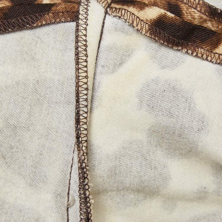 Pre Owned Dolce & Gabbana Brown Leopard Print Stretch Cotton Trousers S