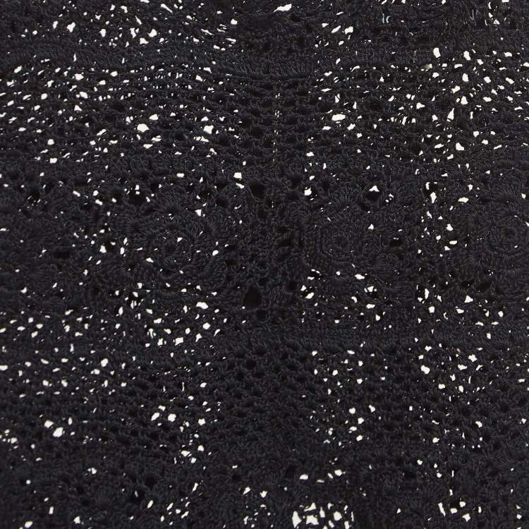 Pre Owned Dolce & Gabbana Black Crochet Knit Sheer Cami Top S