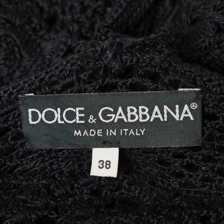 Pre Owned Dolce & Gabbana Black Crochet Knit Sheer Cami Top S