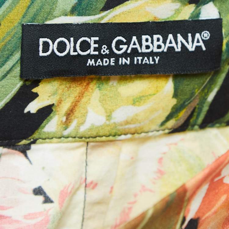 Pre Owned Dolce & Gabbana Multicolor Floral Print Poplin Tiered Short Skirt M
