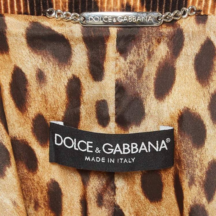 Pre Owned Dolce & Gabbana Brown Leopard Print Corduroy Single Breasted Blazer S