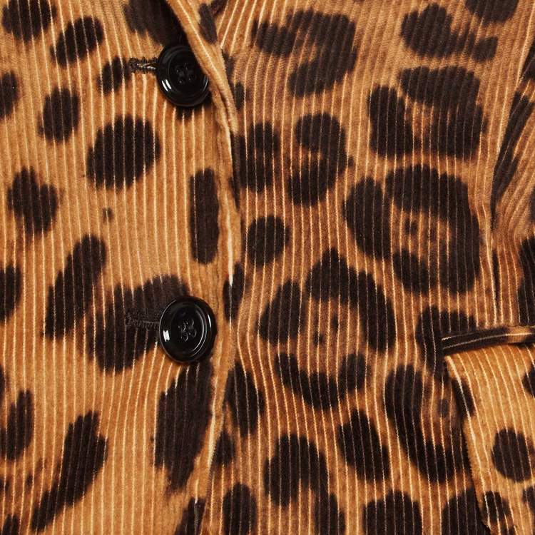 Pre Owned Dolce & Gabbana Brown Leopard Print Corduroy Single Breasted Blazer S