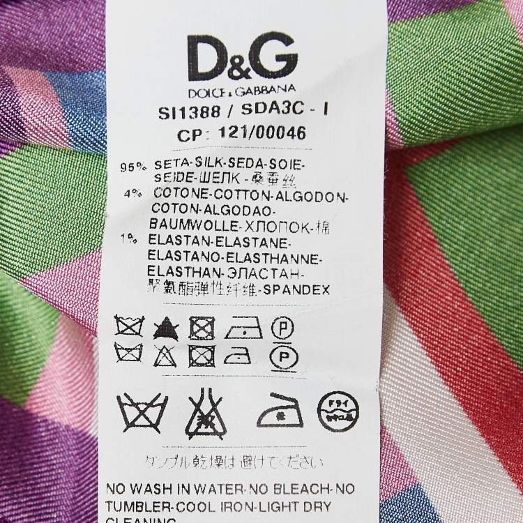 Pre Owned D&G Multicolor Printed Silk Asymmetric Midi Skirt S