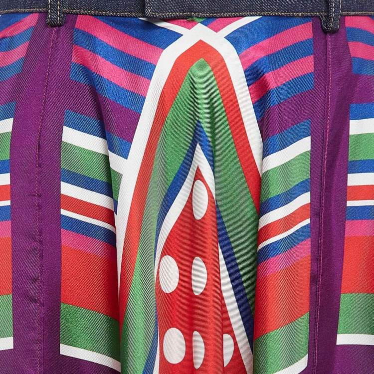 Pre Owned D&G Multicolor Printed Silk Asymmetric Midi Skirt S