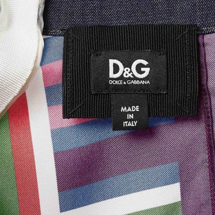 Pre Owned D&G Multicolor Printed Silk Asymmetric Midi Skirt S