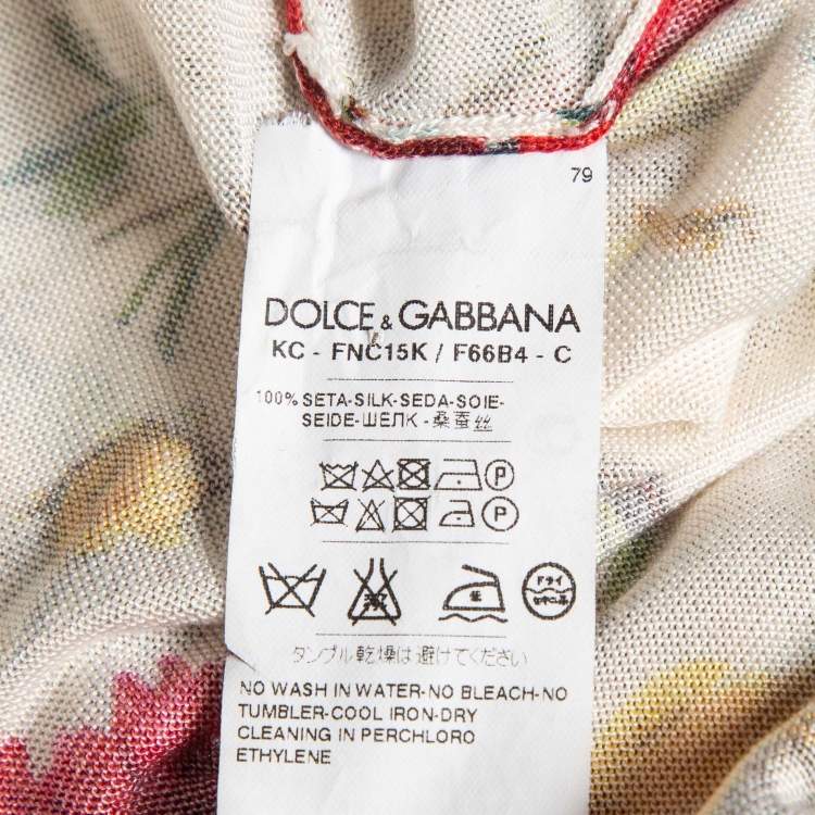 Pre Owned Dolce & Gabbana Multicolor Floral Print Silk Knit Button Front Cardigan L