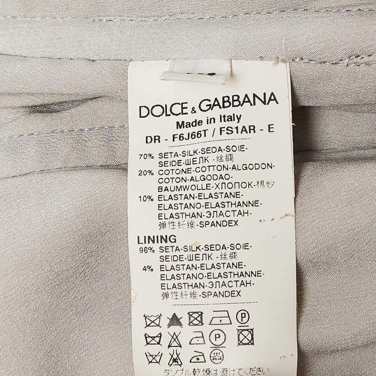مملوكة مسبقًا Dolce & Gabbana Grey Leopard Print Silk Ruched Midi Dress M