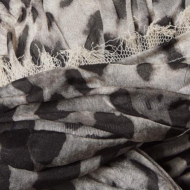 مملوكة مسبقًا Dolce & Gabbana Grey Leopard Print Silk Ruched Midi Dress M