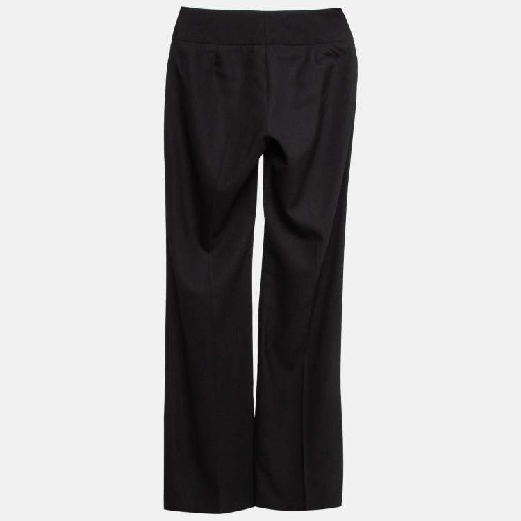 Pre Owned Dolce & Gabbana Black Wool Straight Leg Formal Trousers S