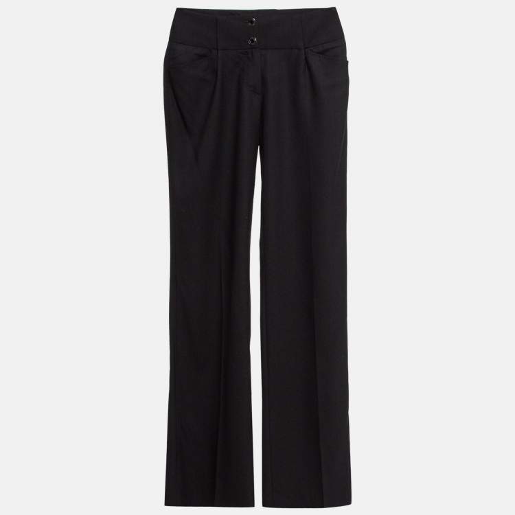 Pre Owned Dolce & Gabbana Black Wool Straight Leg Formal Trousers S