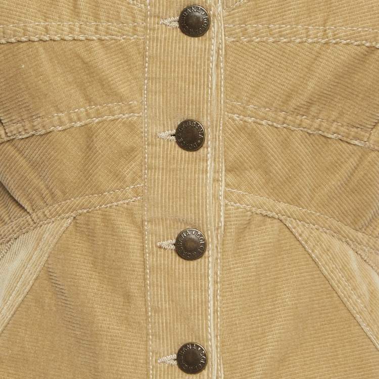 Pre Owned Dolce & Gabbana Tan Corduroy Lace-Up Vest M