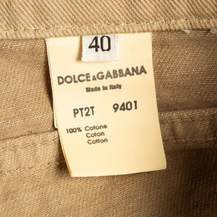 Pre Owned Dolce & Gabbana Vintage Brown Cotton Drill Straight Leg Pants S