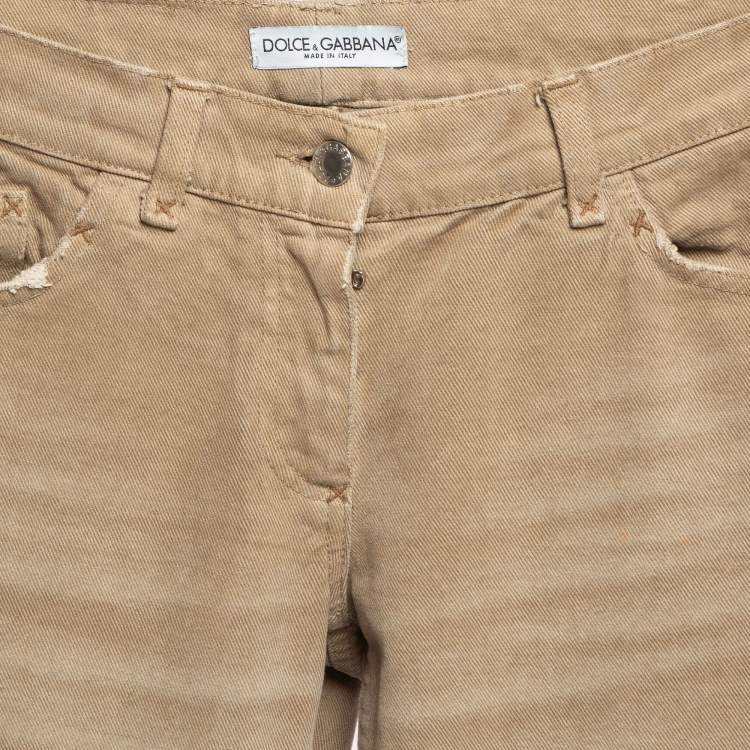 Pre Owned Dolce & Gabbana Vintage Brown Cotton Drill Straight Leg Pants S