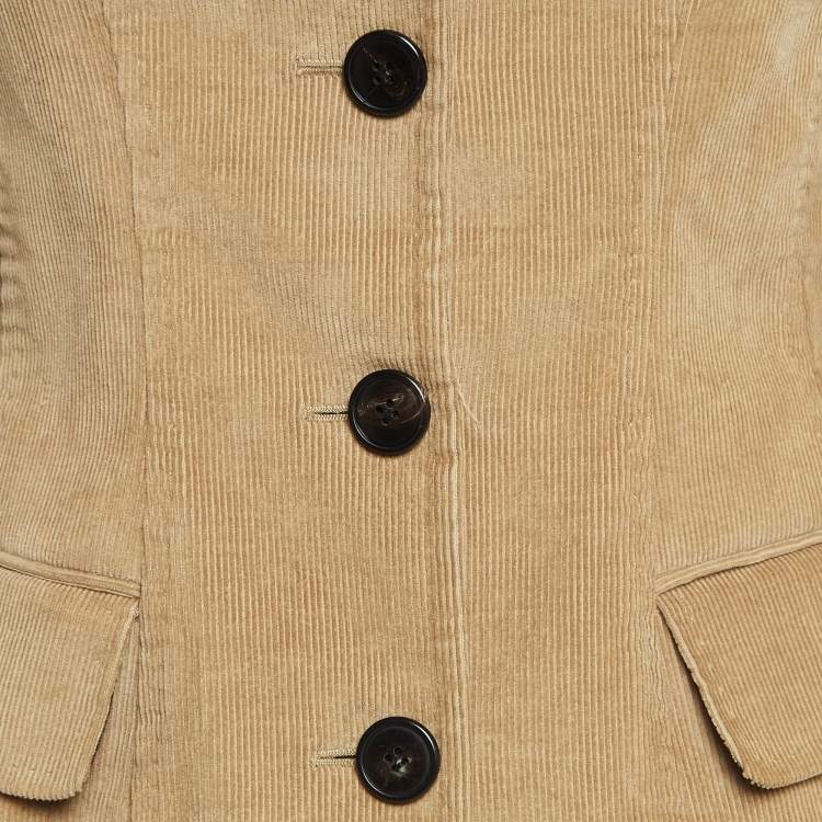 Pre Owned Dolce & Gabbana Vintage Tan Corduroy Button Front Jacket M