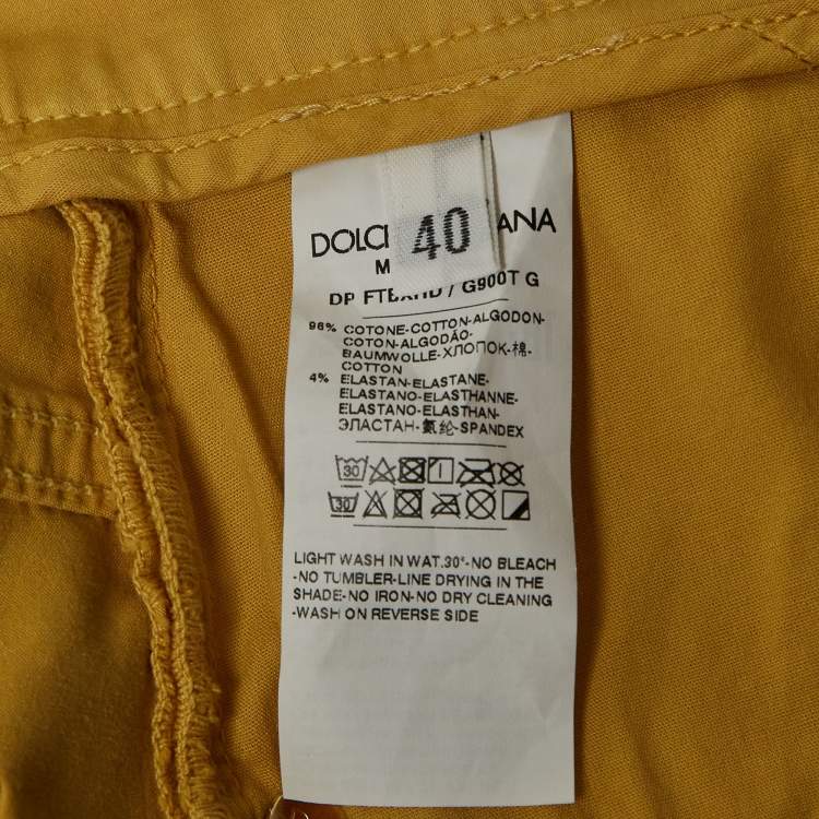 Pre Owned Dolce & Gabbana Metallic Gold Coated Cotton Grace Skinny Pants S