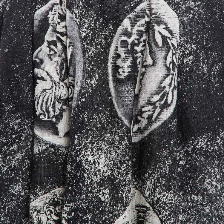 مملوكة مسبقًا Dolce & Gabbana Grey Printed Linen Midi Skirt S