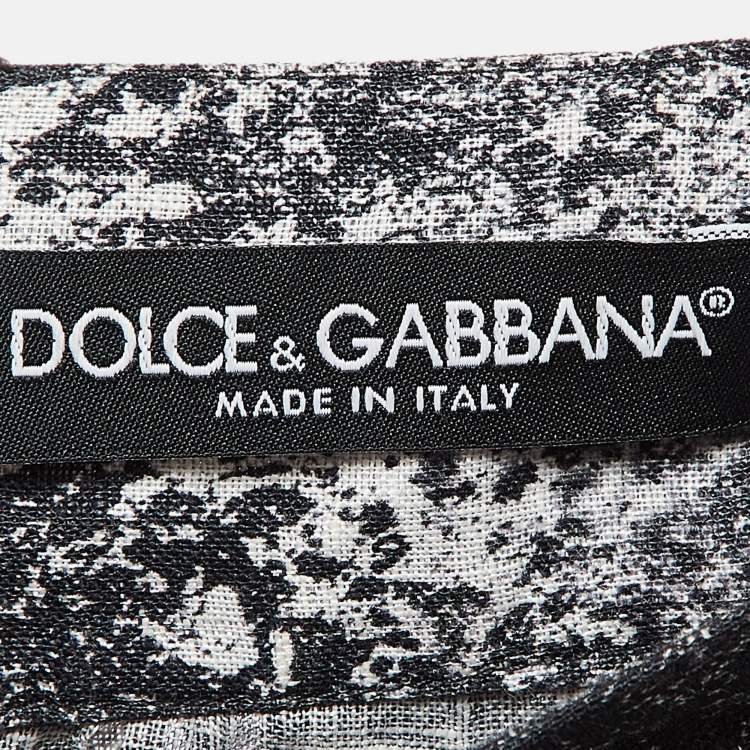 مملوكة مسبقًا Dolce & Gabbana Grey Printed Linen Midi Skirt S