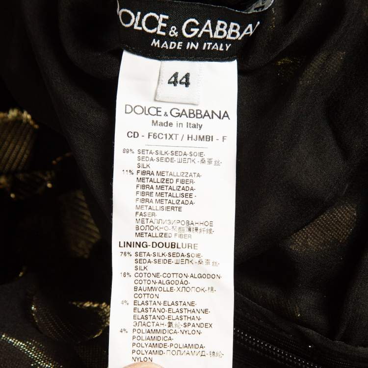 Pre Owned Dolce & Gabbana Black Polka Dot Silk Brocade Tie-Up Waist Mini Dress M