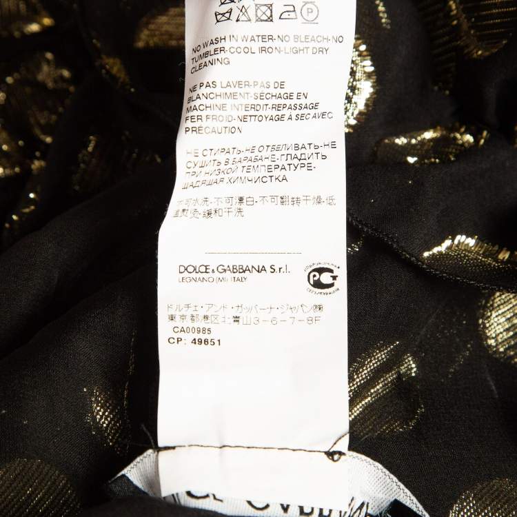 Pre Owned Dolce & Gabbana Black Polka Dot Silk Brocade Tie-Up Waist Mini Dress M