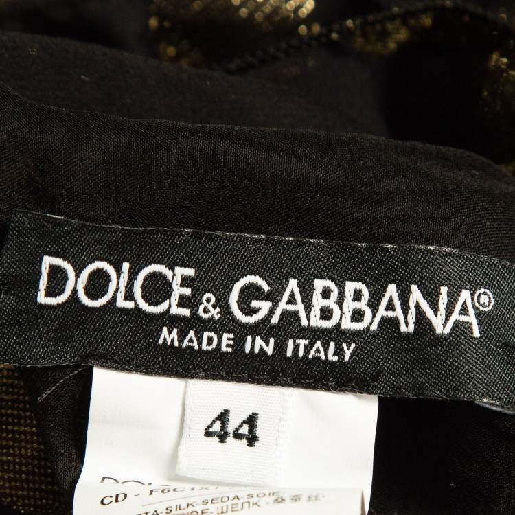 Pre Owned Dolce & Gabbana Black Polka Dot Silk Brocade Tie-Up Waist Mini Dress M