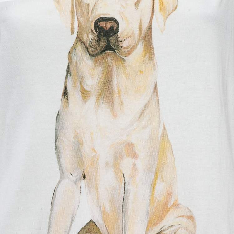 مملوكة مسبقًا Dolce & Gabbana White Dog-Floral Print and Embellished Cotton Tank Top S
