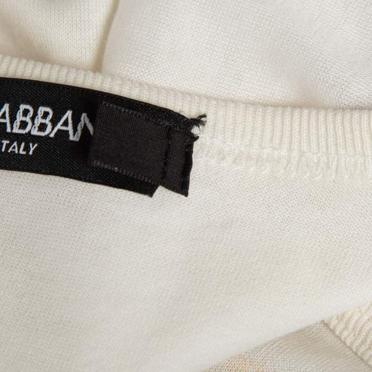 مملوكة مسبقًا Dolce & Gabbana White Dog-Floral Print and Embellished Cotton Tank Top S