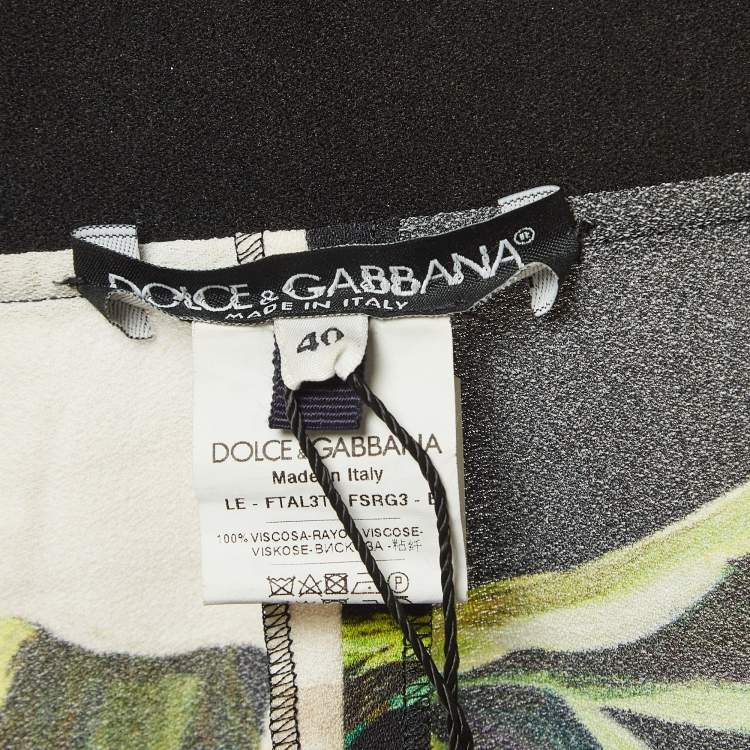 Pre Owned Dolce & Gabbana Black Floral Print Crepe Trousers S