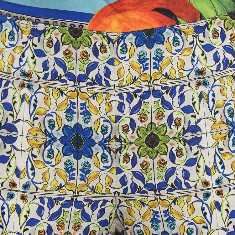 Pre Owned Dolce & Gabbana Multicolor Printed Crepe Trousers M