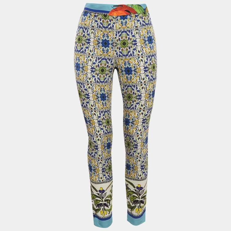 Pre Owned Dolce & Gabbana Multicolor Printed Crepe Trousers M