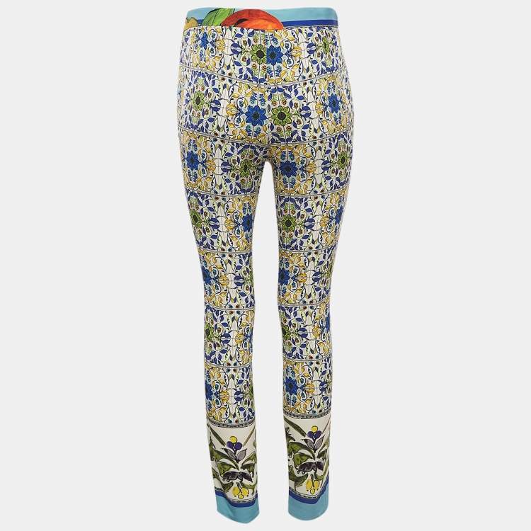 Pre Owned Dolce & Gabbana Multicolor Printed Crepe Trousers M