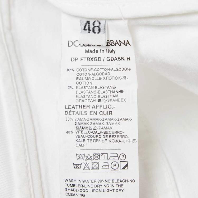 Pre Owned Dolce & Gabbana White Denim Amber Jeans L Waist 34"