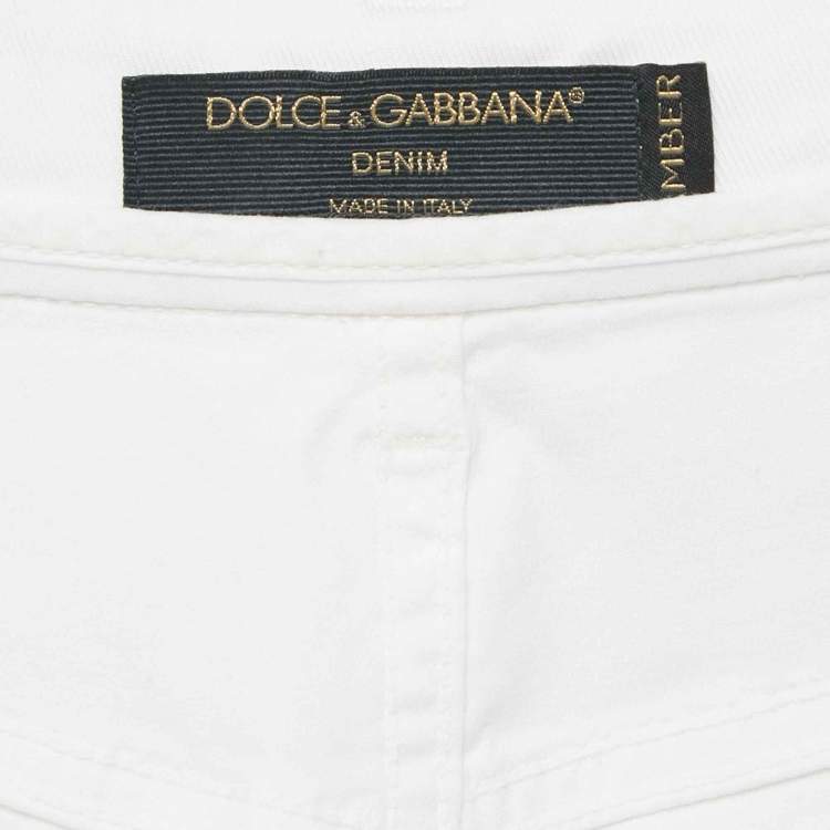 Pre Owned Dolce & Gabbana White Denim Amber Jeans L Waist 34"