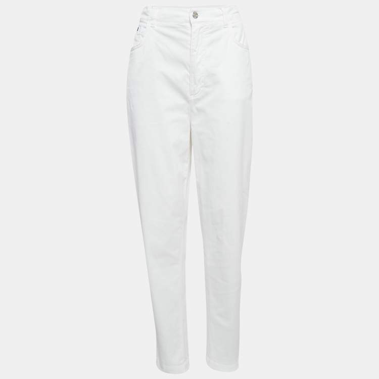 Pre Owned Dolce & Gabbana White Denim Amber Jeans L Waist 34"