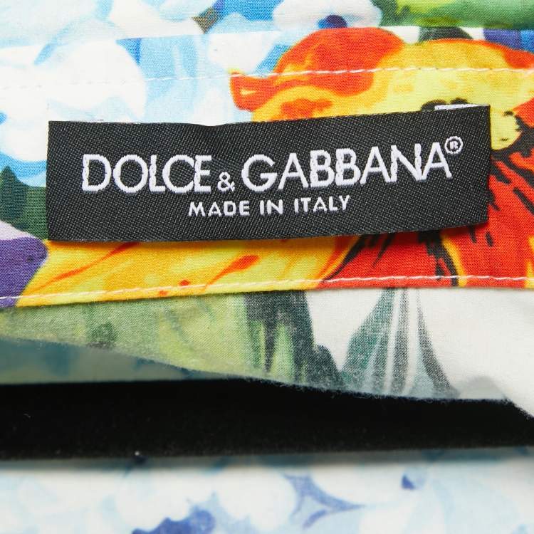 Pre Owned Dolce & Gabbana Multicolor Floral Print Cotton Tie-Up Detail Crop Shirt M