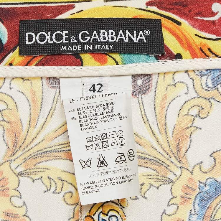 Pre Owned Dolce & Gabbana Multicolor Printed Silk Pants M