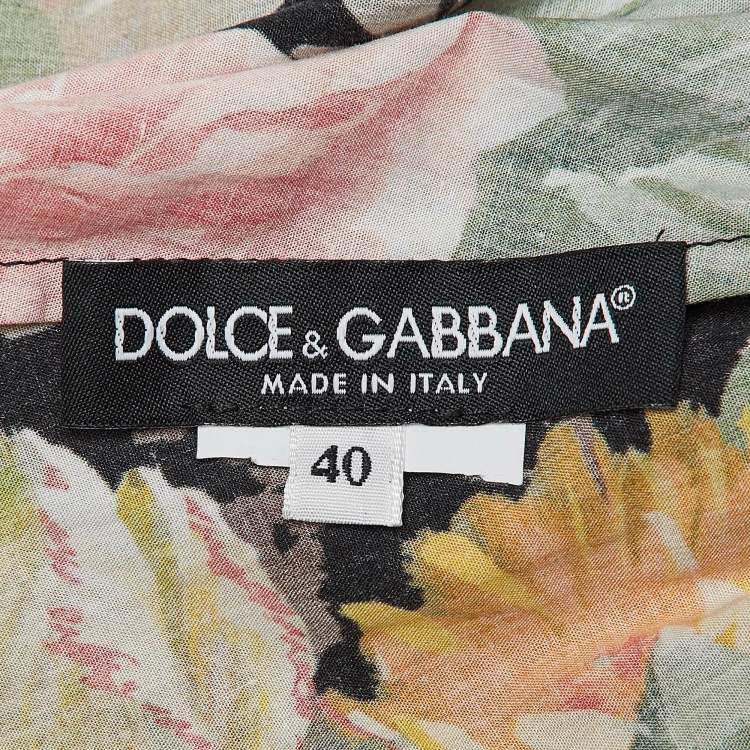 مملوكة مسبقًا Dolce & Gabbana Black Floral Print Cotton Tiered Midi Dress S