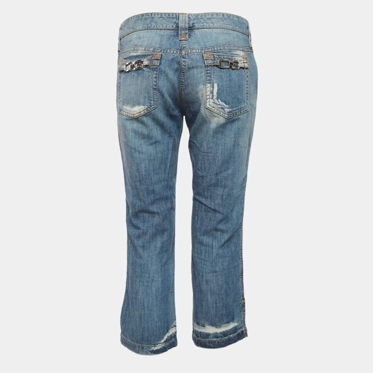 Pre Owned Dolce & Gabbana Blue Bleached Denim Skinny Jeans M Waist 34"