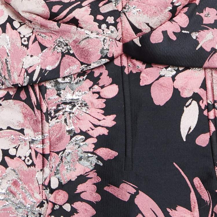 مملوكة مسبقًا Dolce & Gabbana Black/Pink Lurex Jacquard Off-Shoulder Midi Dress L