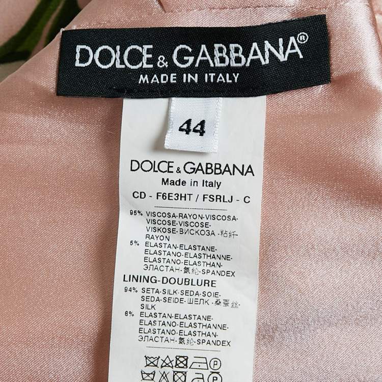 Pre Owned Dolce & Gabbana Pink Floral Print Crepe Flounce Midi Dress M