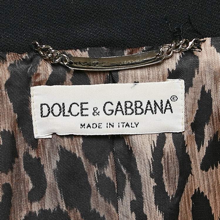 Pre Owned Dolce & Gabbana Black Wool Double Breasted Long Coat M
