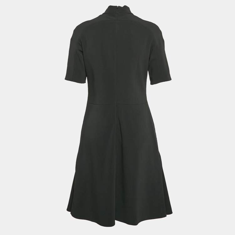 Pre Owned Peter Pilotto Black Embroidered Crepe Lace Trim Short Dress M