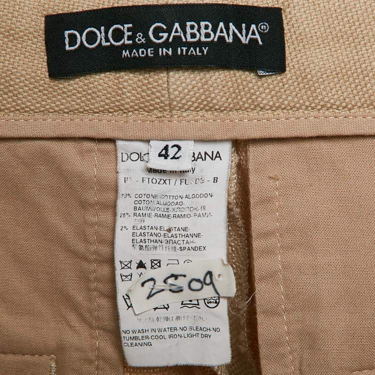 Pre Owned Dolce & Gabbana Beige Cotton Blend Trousers M