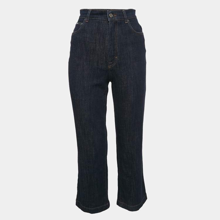 Pre Owned Dolce & Gabbana Dark Blue Denim Wide Leg Jeans S