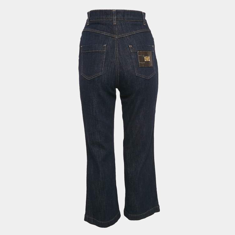 Pre Owned Dolce & Gabbana Dark Blue Denim Wide Leg Jeans S