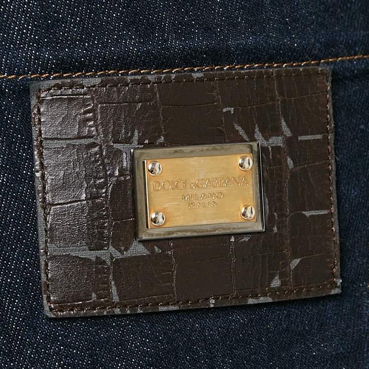 Pre Owned Dolce & Gabbana Dark Blue Denim Wide Leg Jeans S