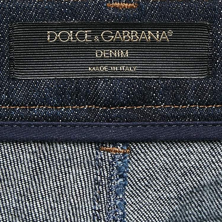 Pre Owned Dolce & Gabbana Dark Blue Denim Wide Leg Jeans S