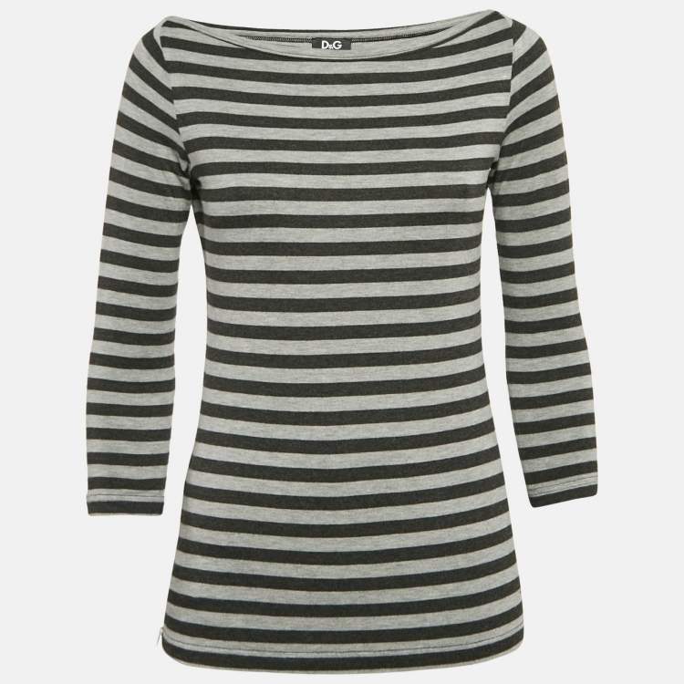 مملوكة مسبقًا Dolce & Gabbana Grey Stripe Jersey Full Sleeve Top S