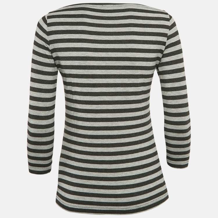 مملوكة مسبقًا Dolce & Gabbana Grey Stripe Jersey Full Sleeve Top S