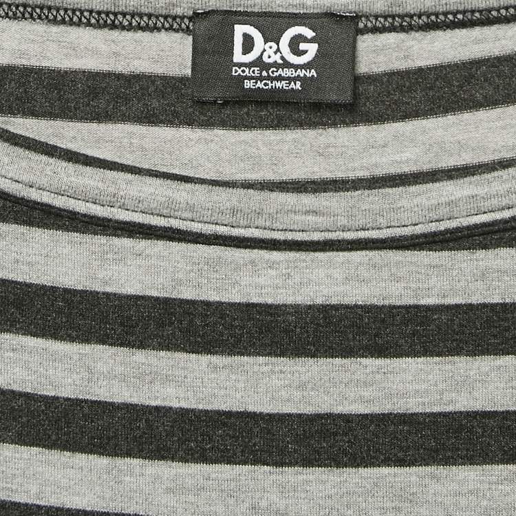 مملوكة مسبقًا Dolce & Gabbana Grey Stripe Jersey Full Sleeve Top S